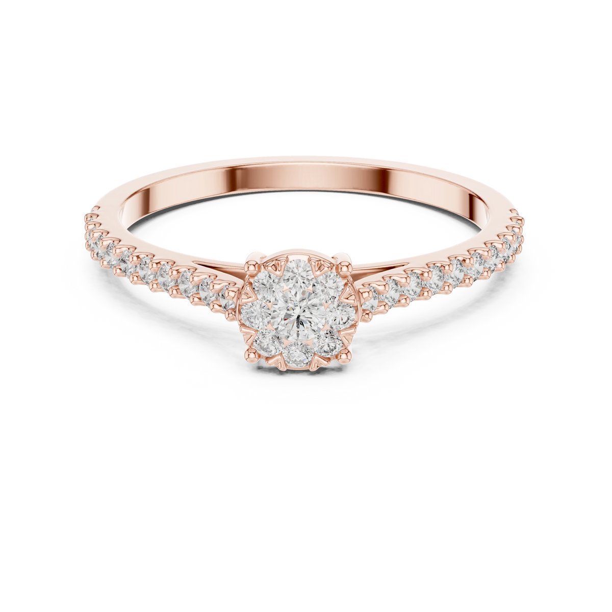 Petite Cluster Pavé Moissanite Ring in rose 925 sterling silver, view 4