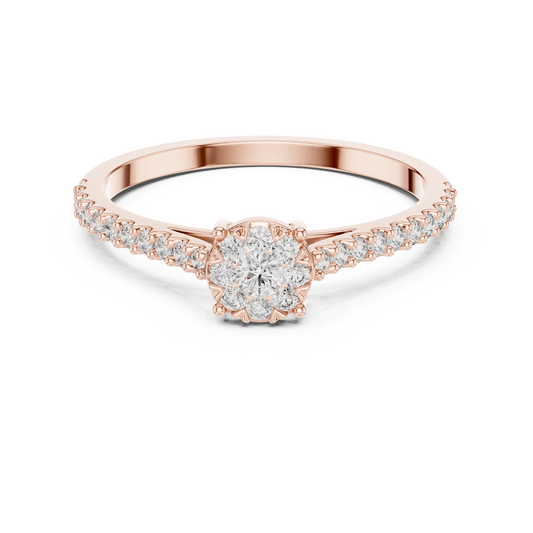Petite Cluster Pavé Moissanite Ring in rose 925 sterling silver, view 4