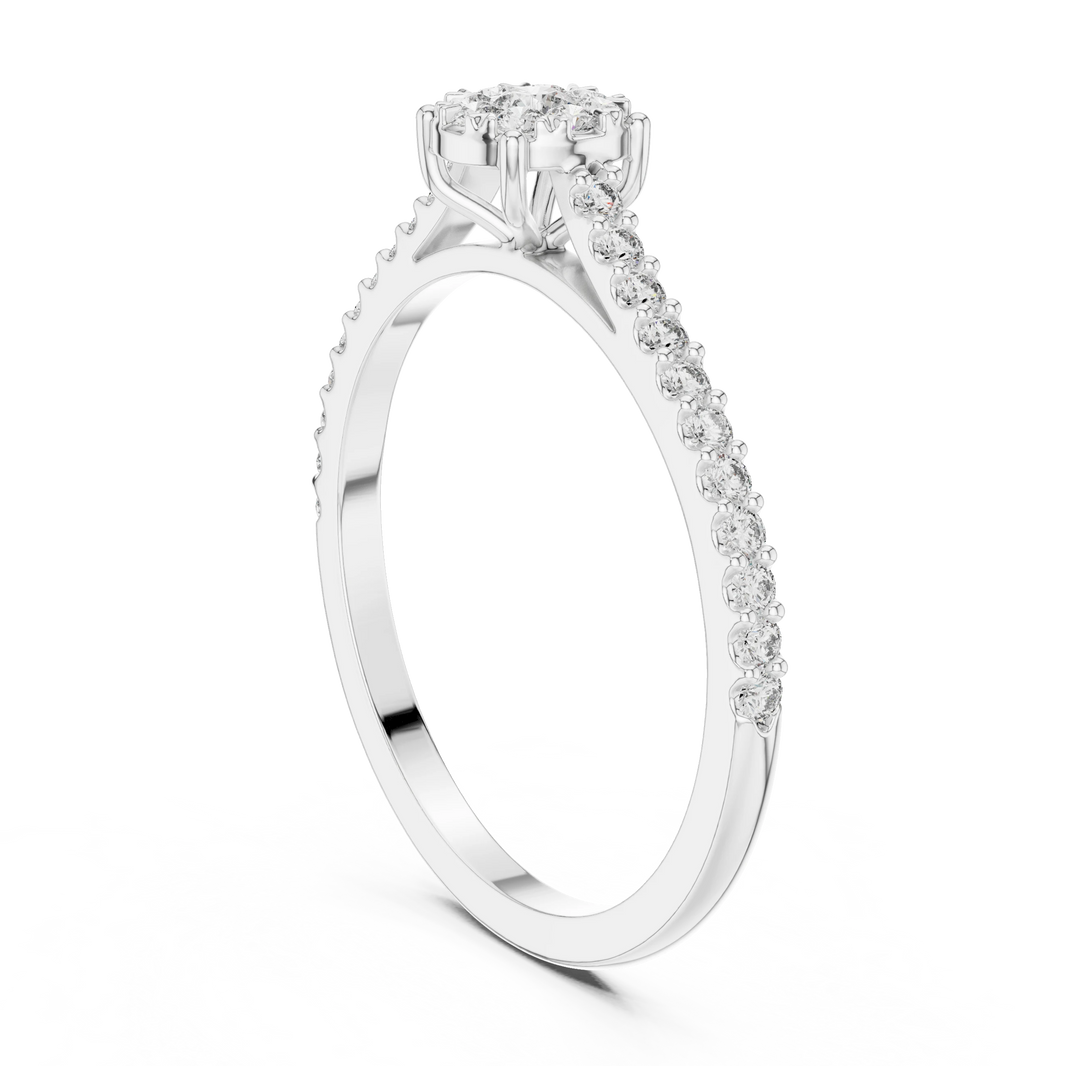 Petite Cluster Pavé Moissanite Ring in white 925 sterling silver, view 1