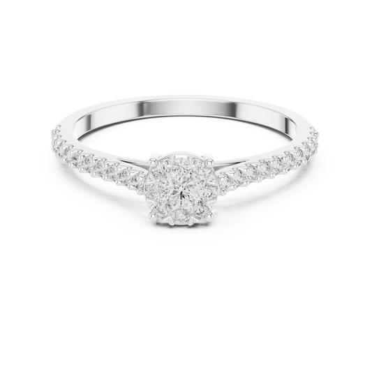Petite Cluster Pavé Moissanite Ring in white 925 sterling silver, view 4