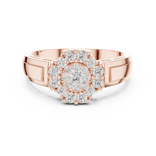 Large Flower Cluster Moissanite Ring in rose 925 sterling silver, view 4