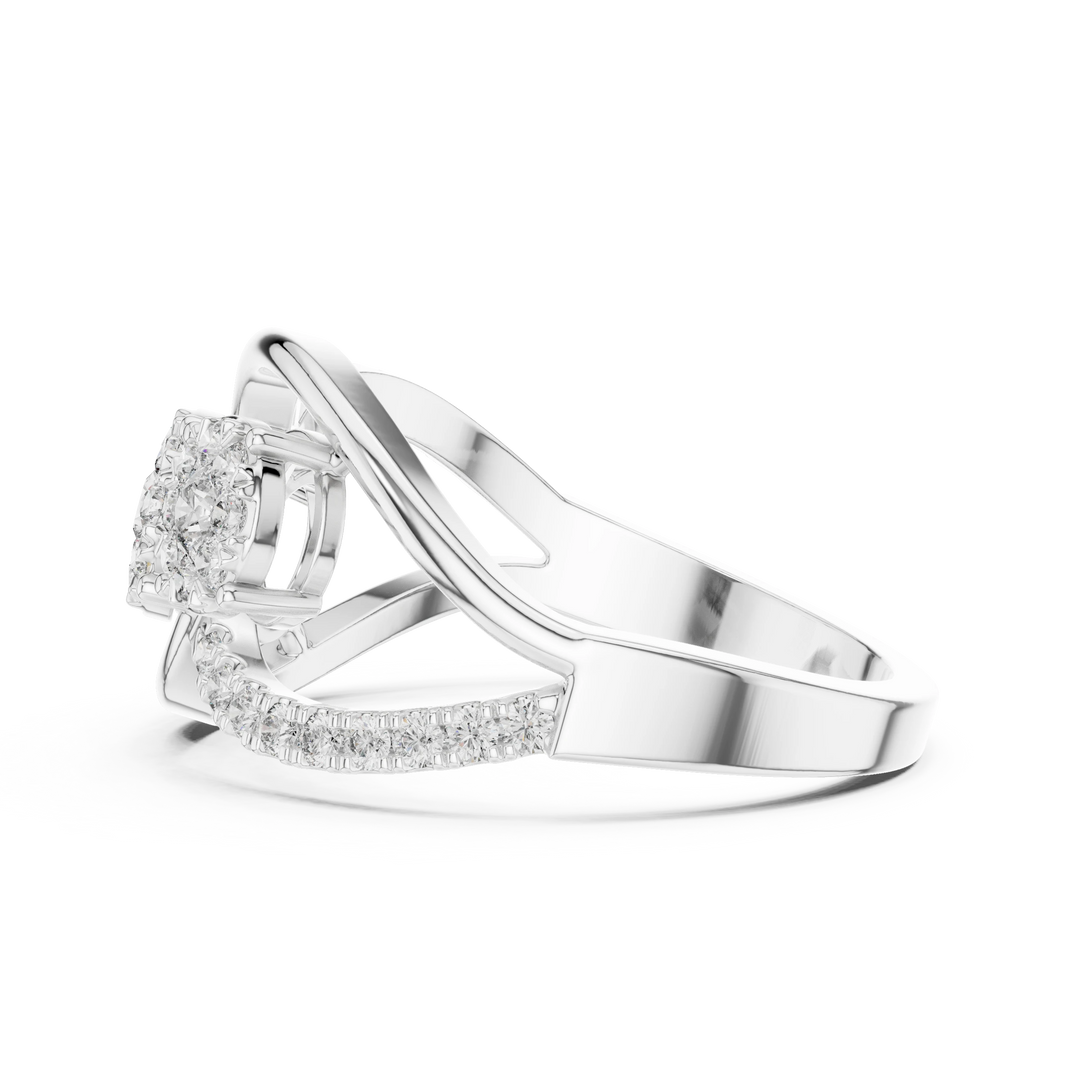 Three Cluster Infinity Loop Moissanite Ring in white 925 sterling silver, view 3