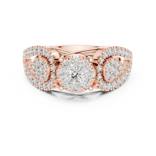Three Cluster Pear Pavé Loop Moissanite Ring in rose 925 sterling silver, view 4