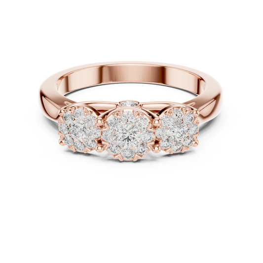 Three Cluster Tapered Band Moissanite Ring in rose 925 sterling silver, view 4