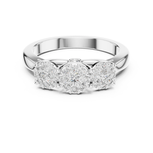 Three Cluster Tapered Band Moissanite Ring in white 925 sterling silver, view 4