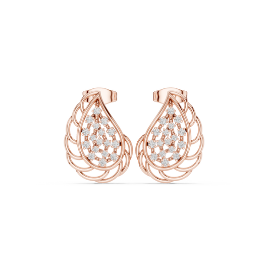 Teardrop Lattice Cluster Moissanite Stud Earrings in rose 925 sterling silver, view 4