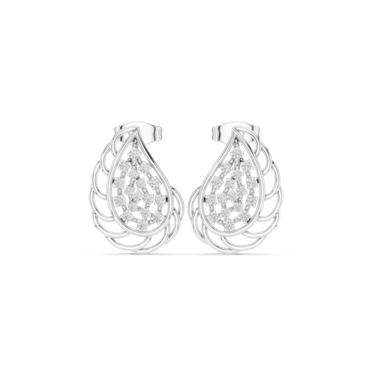 Teardrop Lattice Cluster Moissanite Stud Earrings in white 925 sterling silver, view 4