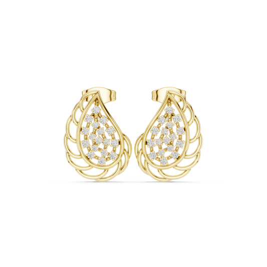 Teardrop Lattice Cluster Moissanite Stud Earrings in yellow 925 sterling silver, view 4