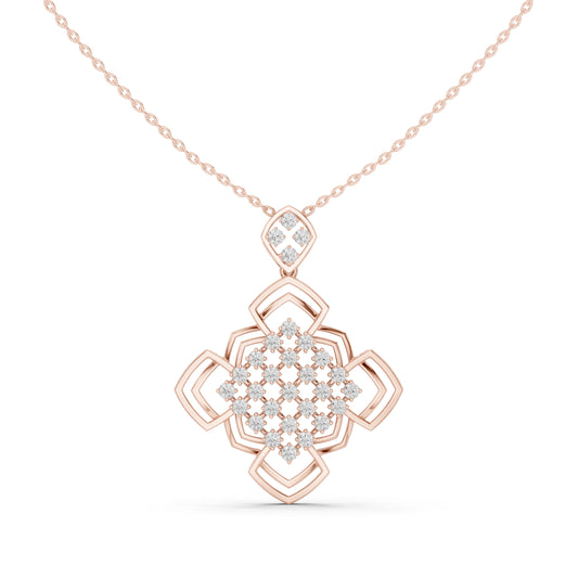 Quatrefoil Lattice Openwork Moissanite Pendant in rose 925 sterling silver, view 2
