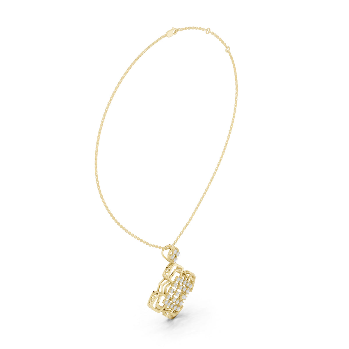Quatrefoil Lattice Openwork Moissanite Pendant in yellow 925 sterling silver, view 1