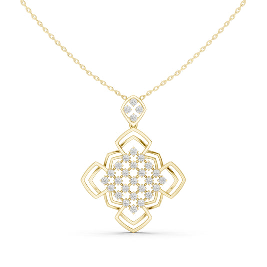 Quatrefoil Lattice Openwork Moissanite Pendant in yellow 925 sterling silver, view 2