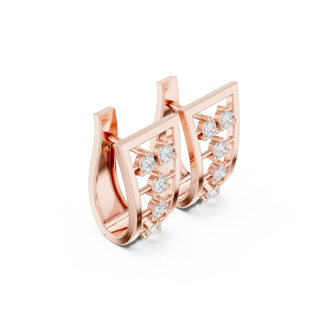 Tapered Ladder Five Stone Moissanite Huggie Earrings in rose 925 sterling silver, view 1