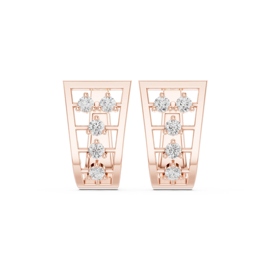 Tapered Ladder Five Stone Moissanite Huggie Earrings in rose 925 sterling silver, view 4