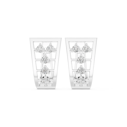 Tapered Ladder Five Stone Moissanite Huggie Earrings in white 925 sterling silver, view 4