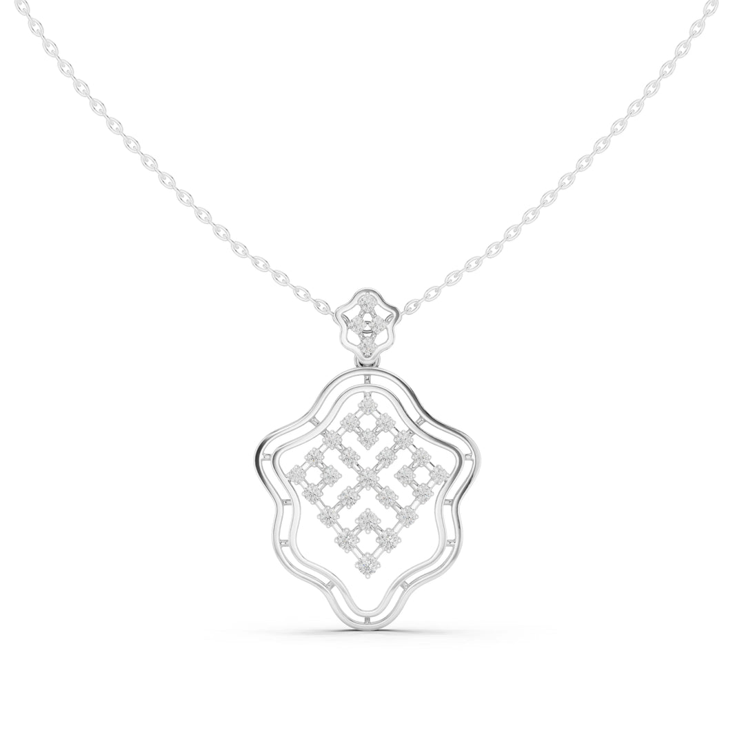 Wavy Frame Lattice Moissanite Pendant in white 925 sterling silver, view 4