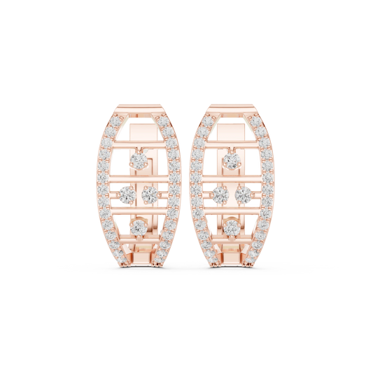 Barrel Ladder Pavé Moissanite Huggie Earrings in rose 925 sterling silver, view 4