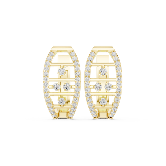 Barrel Ladder Pavé Moissanite Huggie Earrings in yellow 925 sterling silver, view 4