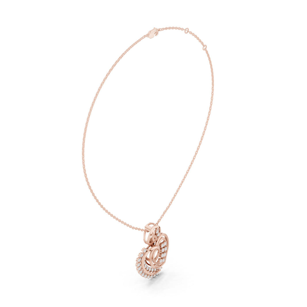 Open Heart Leaf Spray Moissanite Pendant in rose 925 sterling silver, view 1