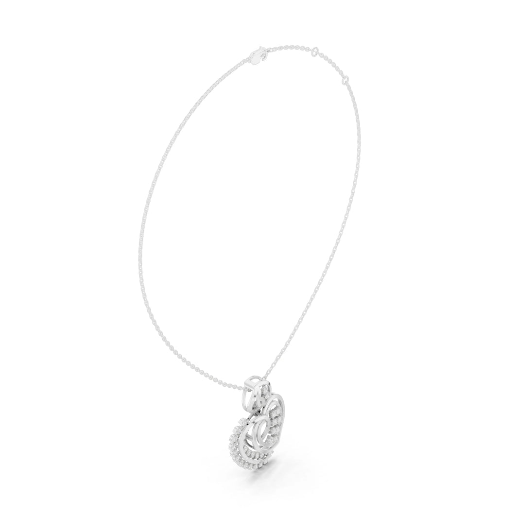 Open Heart Leaf Spray Moissanite Pendant in white 925 sterling silver, view 1