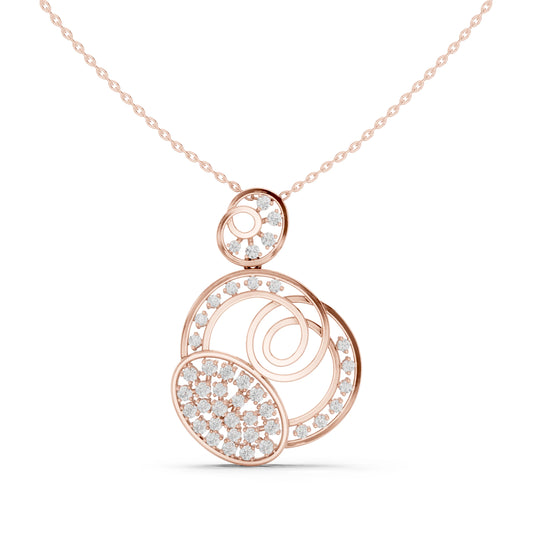 Overlapping Circles Swirl Moissanite Pendant in rose 925 sterling silver, view 2