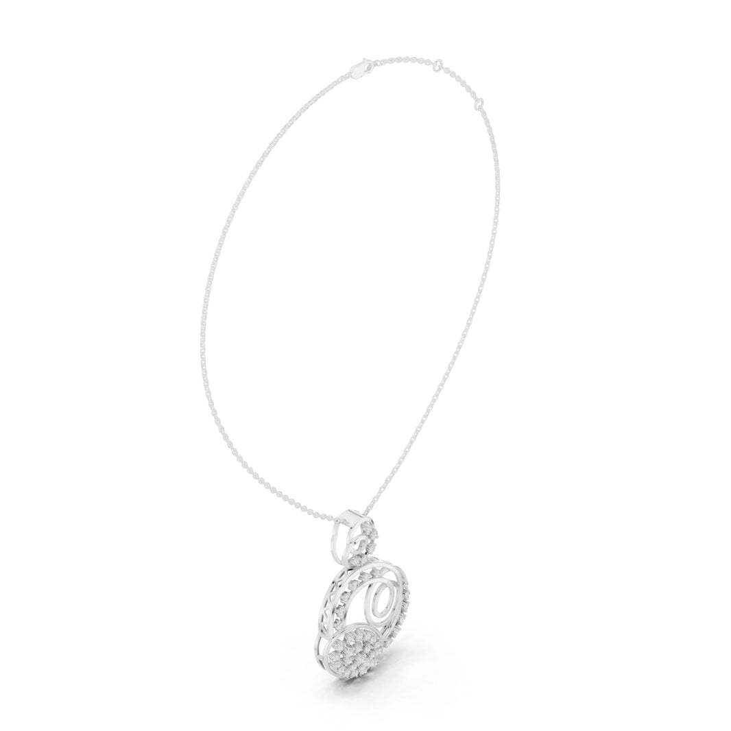 Overlapping Circles Swirl Moissanite Pendant in white 925 sterling silver, view 1