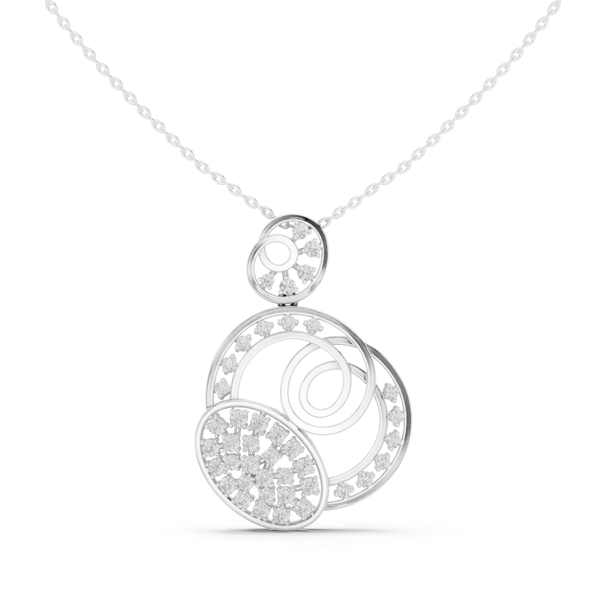 Overlapping Circles Swirl Moissanite Pendant in white 925 sterling silver, view 4