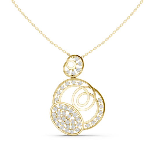 Overlapping Circles Swirl Moissanite Pendant in yellow 925 sterling silver, view 2