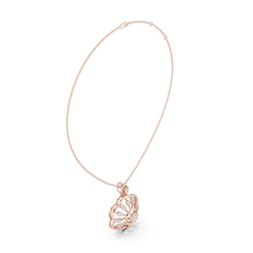 Six Petal Flower Openwork Moissanite Pendant in rose 925 sterling silver, view 1