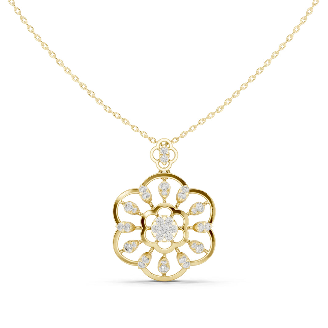 Six Petal Flower Openwork Moissanite Pendant in yellow 925 sterling silver, view 4