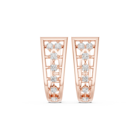 Graduated Seven Stone Ladder Moissanite Huggie Earrings in rose 925 sterling silver, view 4