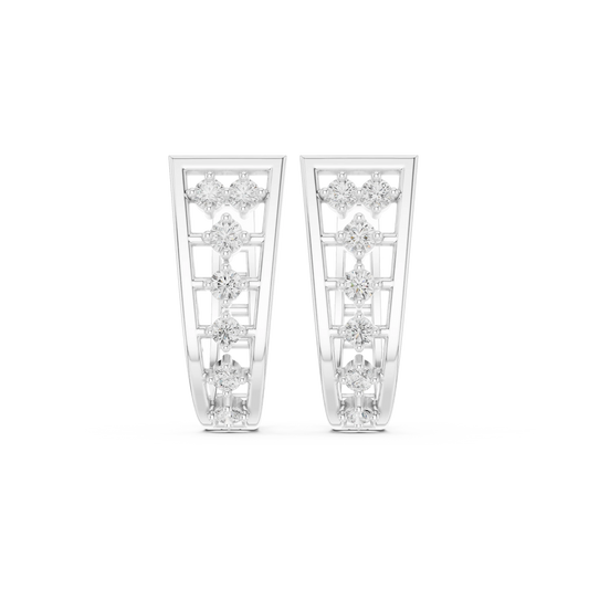 Graduated Seven Stone Ladder Moissanite Huggie Earrings in white 925 sterling silver, view 4