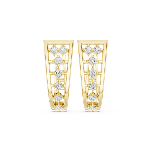 Graduated Seven Stone Ladder Moissanite Huggie Earrings in yellow 925 sterling silver, view 4