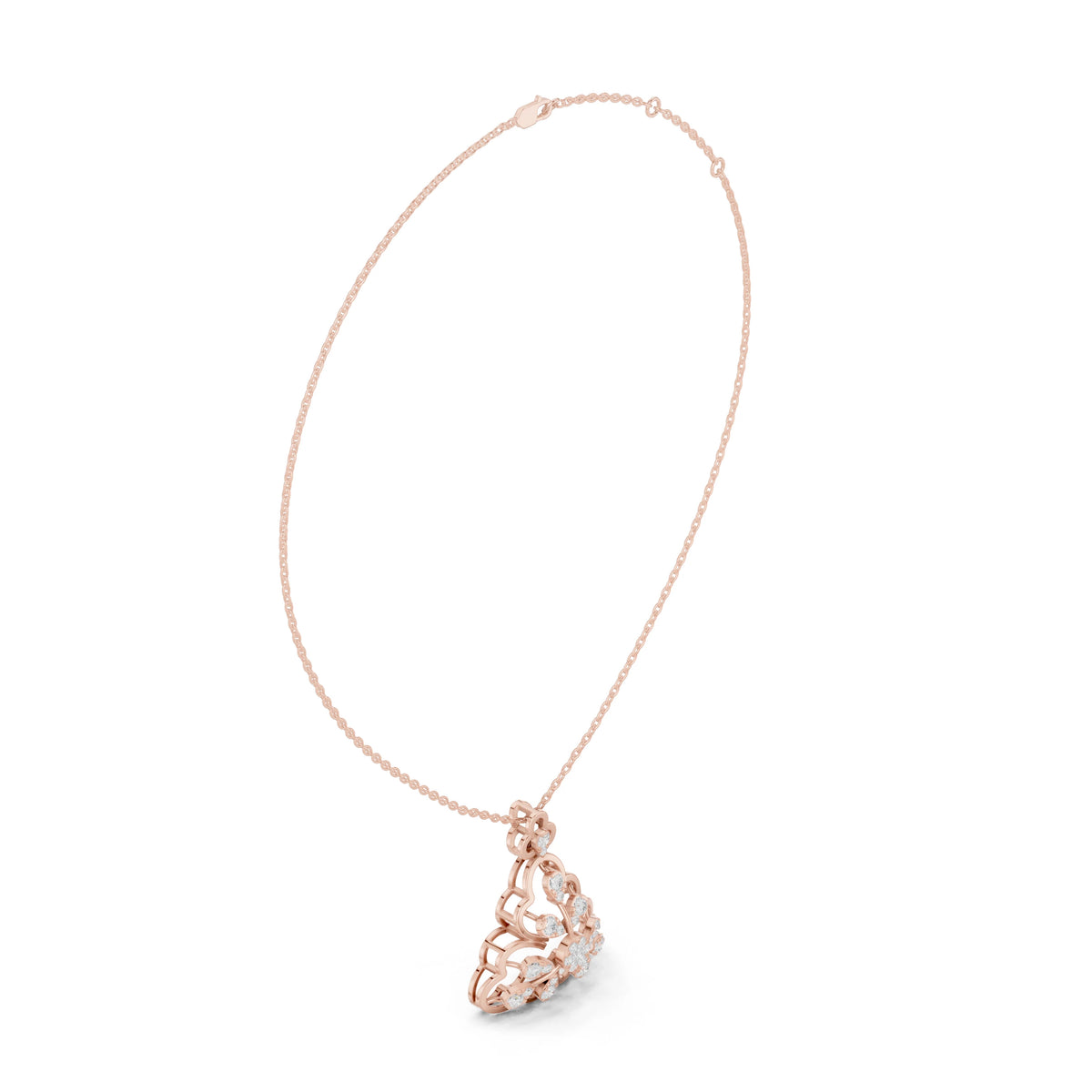 Trefoil Pear Cluster Openwork Moissanite Pendant in rose 925 sterling silver, view 1