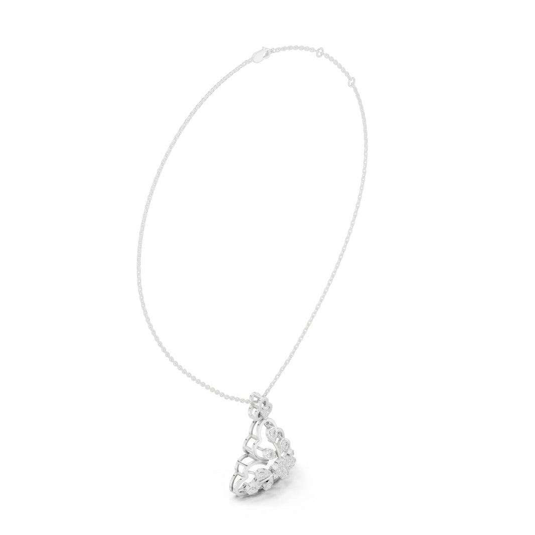 Trefoil Pear Cluster Openwork Moissanite Pendant in white 925 sterling silver, view 1