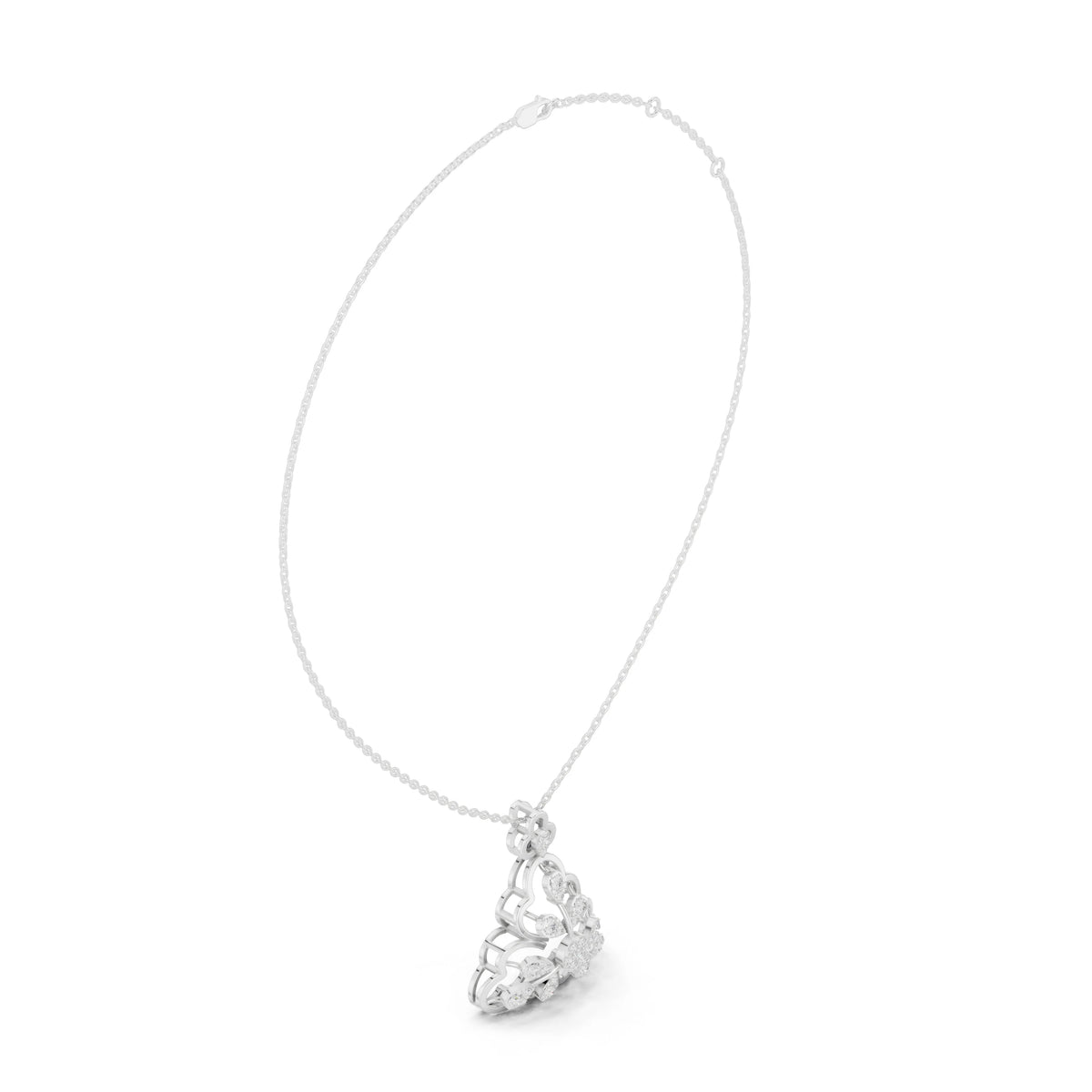 Trefoil Pear Cluster Openwork Moissanite Pendant in white 925 sterling silver, view 1