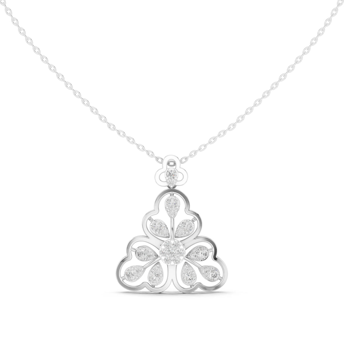 Trefoil Pear Cluster Openwork Moissanite Pendant in white 925 sterling silver, view 2