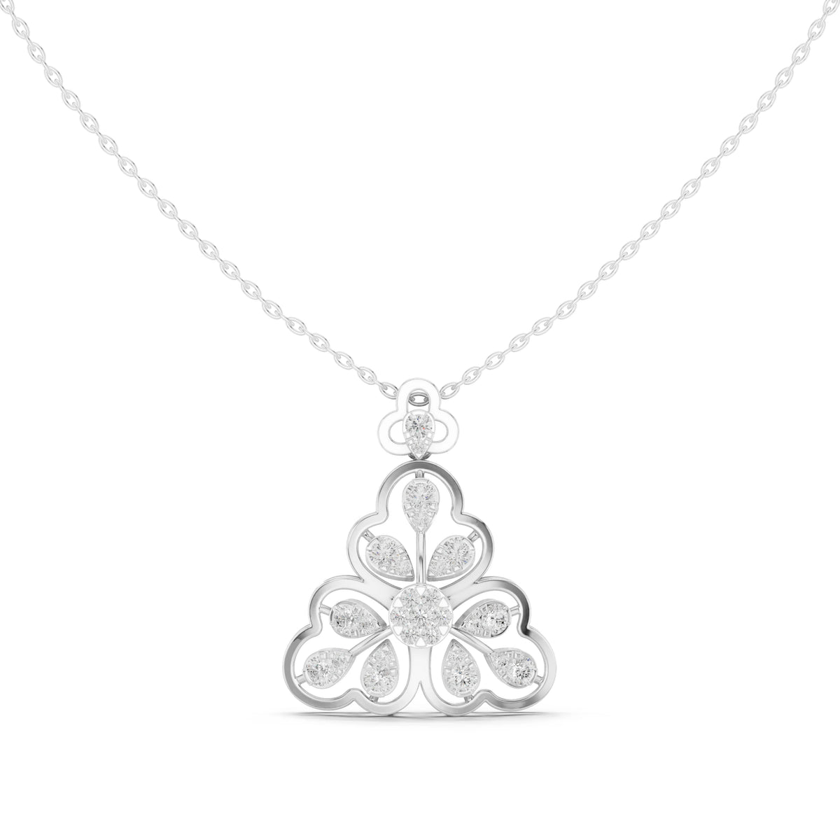 Trefoil Pear Cluster Openwork Moissanite Pendant in white 925 sterling silver, view 4