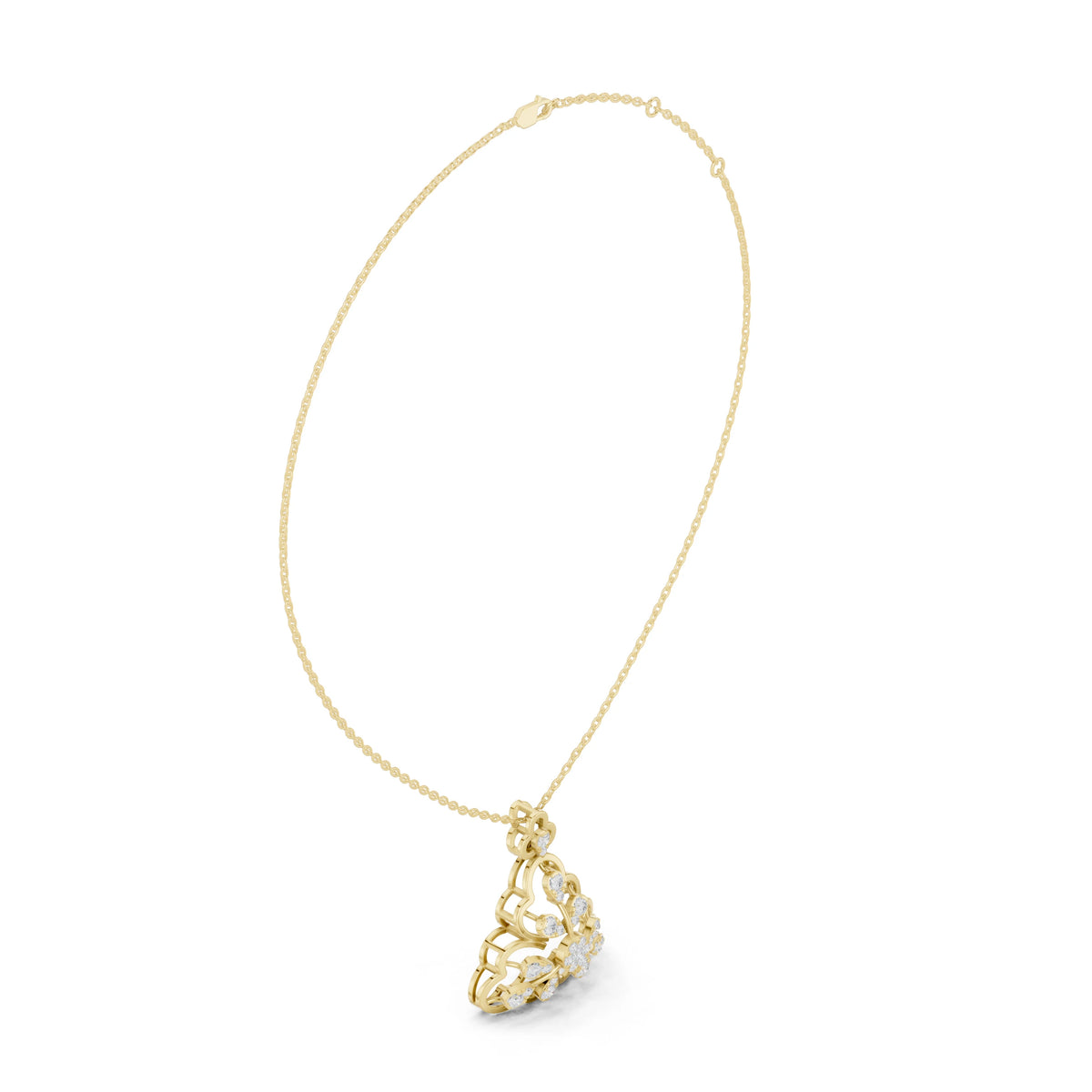 Trefoil Pear Cluster Openwork Moissanite Pendant in yellow 925 sterling silver, view 1