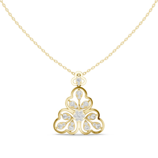 Trefoil Pear Cluster Openwork Moissanite Pendant in yellow 925 sterling silver, view 2