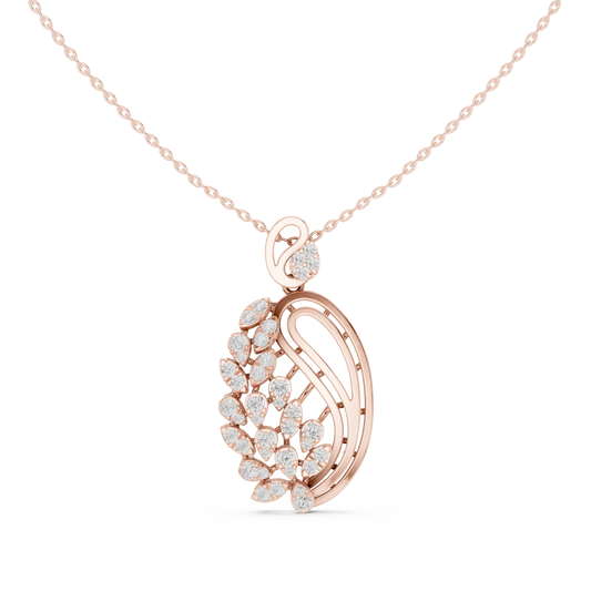 Paisley Swirl Cluster Moissanite Pendant in rose 925 sterling silver, view 4