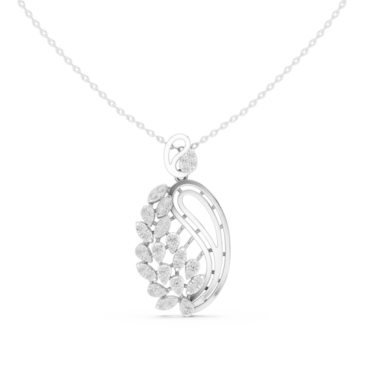 Paisley Swirl Cluster Moissanite Pendant in white 925 sterling silver, view 4