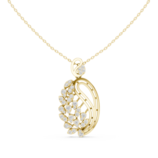 Paisley Swirl Cluster Moissanite Pendant in yellow 925 sterling silver, view 4