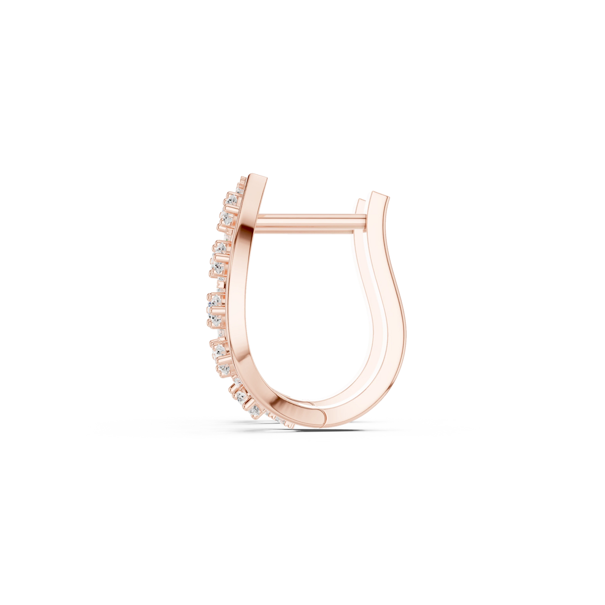 Marquise Frame Floating Stone Moissanite Huggie Earrings in rose 925 sterling silver, view 3