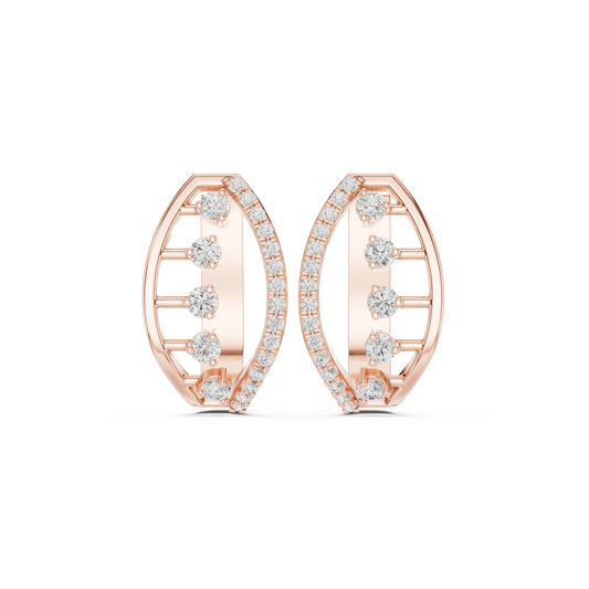 Marquise Frame Floating Stone Moissanite Huggie Earrings in rose 925 sterling silver, view 4