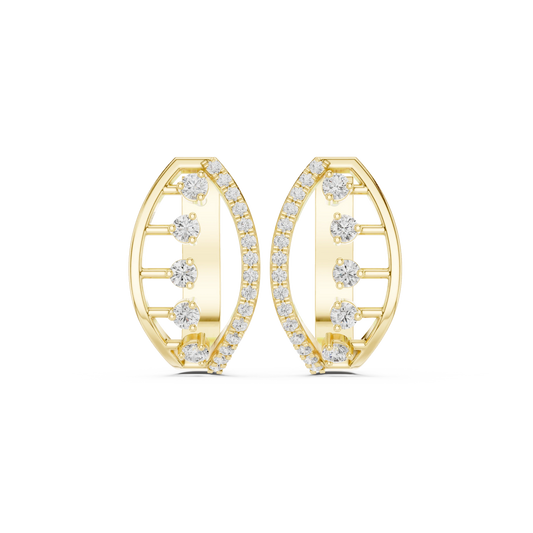 Marquise Frame Floating Stone Moissanite Huggie Earrings in yellow 925 sterling silver, view 4