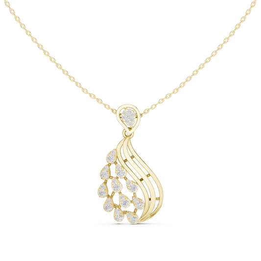 Flame Teardrop Swirl Cluster Moissanite Pendant in yellow 925 sterling silver, view 4