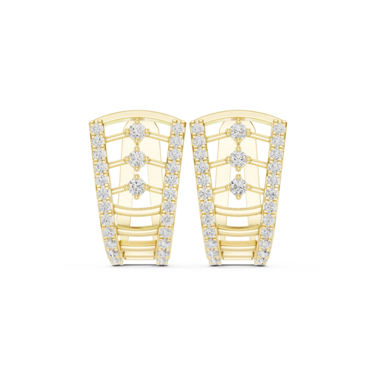 Curved Rung Pavé Ladder Moissanite Huggie Earrings in yellow 925 sterling silver, view 4