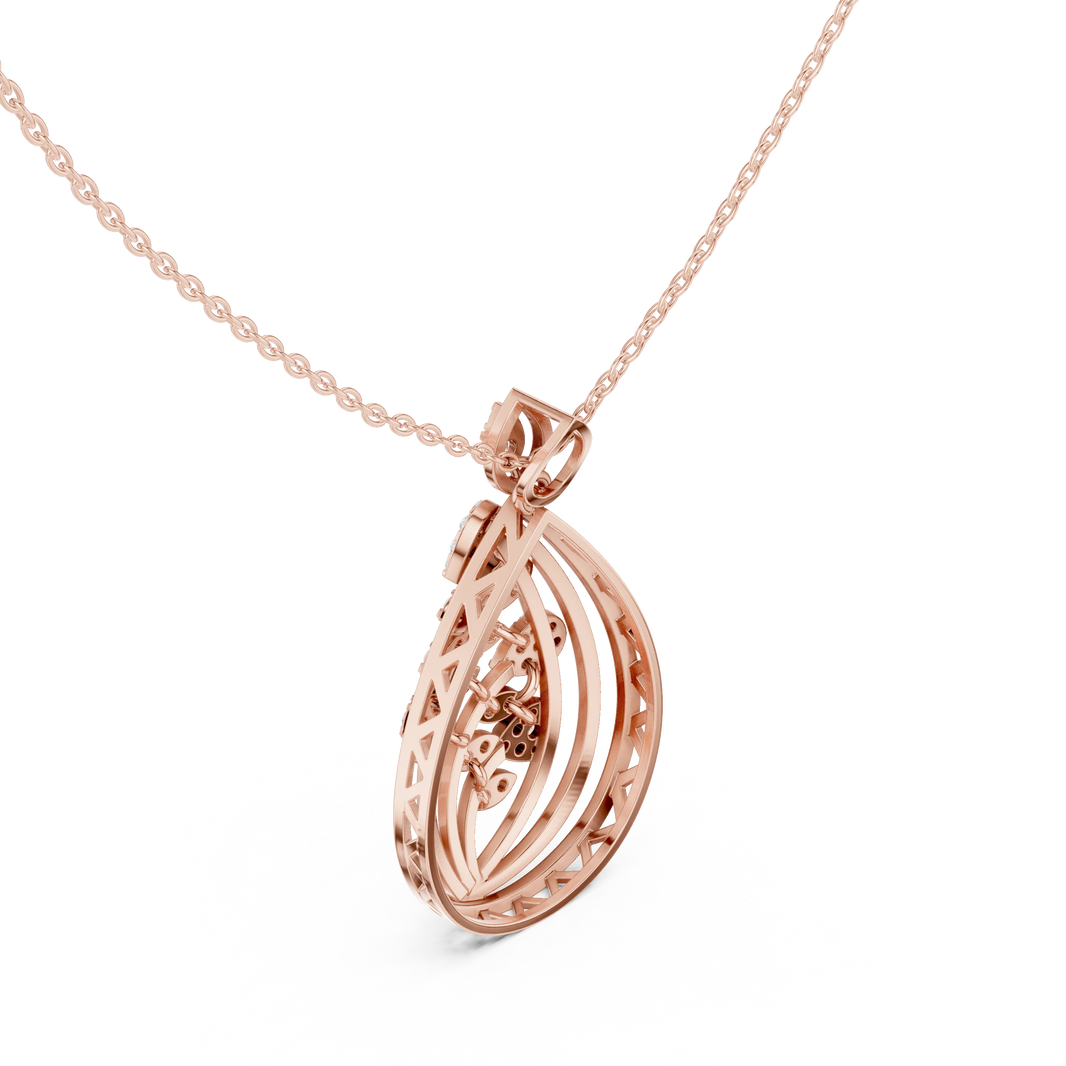 Teardrop Leaf Branch Cluster Moissanite Pendant in rose 925 sterling silver, view 2