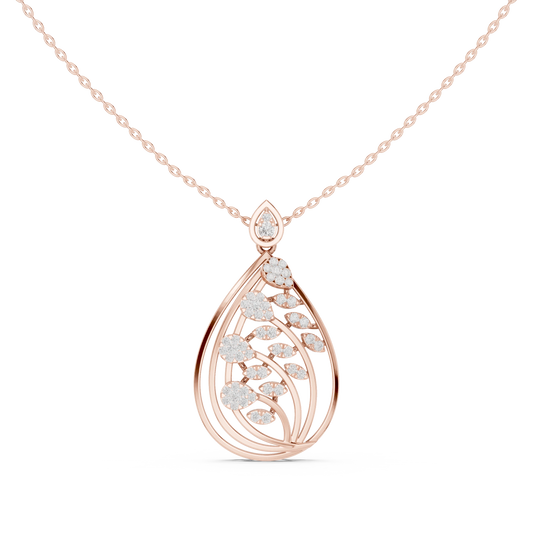 Teardrop Leaf Branch Cluster Moissanite Pendant in rose 925 sterling silver, view 4