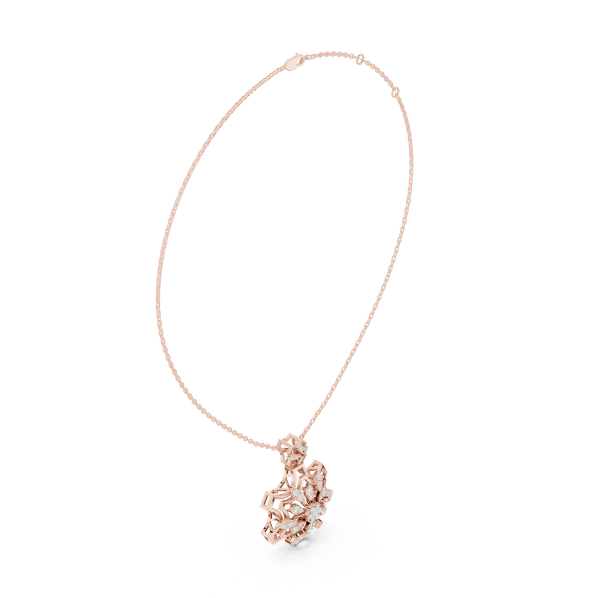 Snowflake Star Cluster Moissanite Pendant in rose 925 sterling silver, view 1